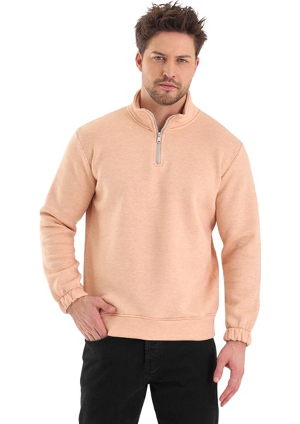 Erkek Dik Yaka Yarım Fermuarlı Sweat