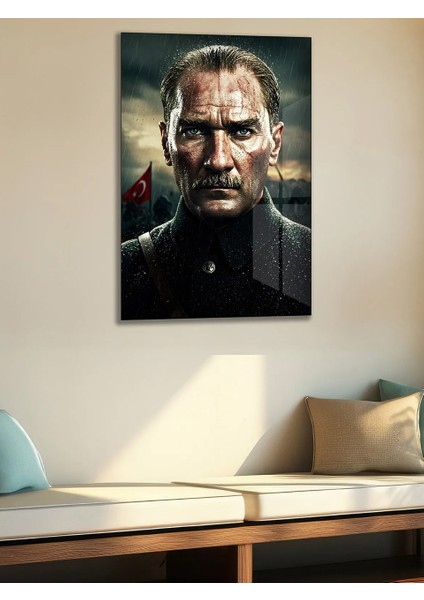 Mustafa Kemal Atatürk Cam Tablo 4mm Kırılmaz Temperli Yüksek Çözünürlüklü Cam Tablo