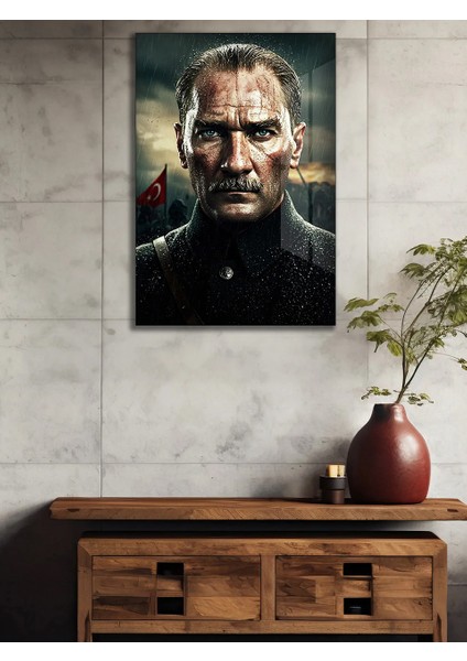 Mustafa Kemal Atatürk Cam Tablo 4mm Kırılmaz Temperli Yüksek Çözünürlüklü Cam Tablo