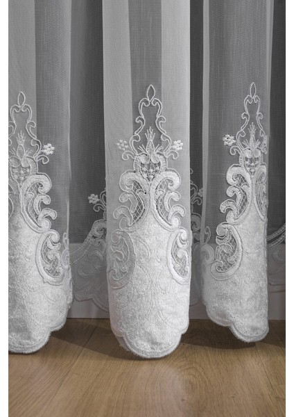 Kullanıma Hazır Brdy Desen Dantelli Optibeyaz Renk (1x3) Sık Pileli Tül Perde fırsatları