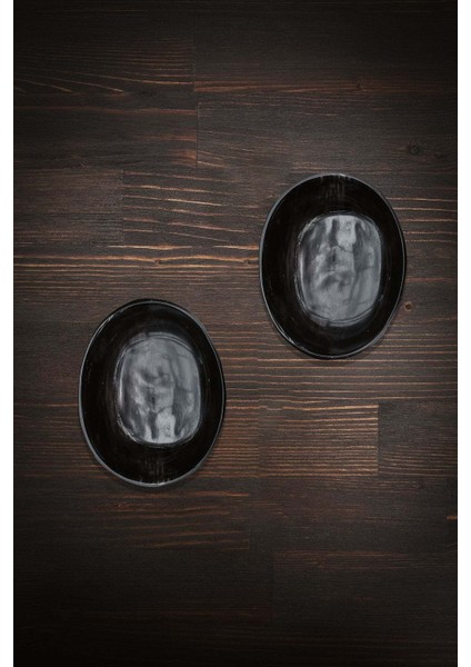 Oval Meze, 2'li Atıştırmalık Kase Set Kahverengi 10 x 8 x 3