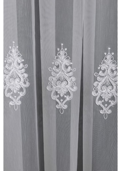 Kullanıma Hazır Brdy Desen Dantelli Optibeyaz Renk (1x3) Sık Pileli Tül Perde modelleri