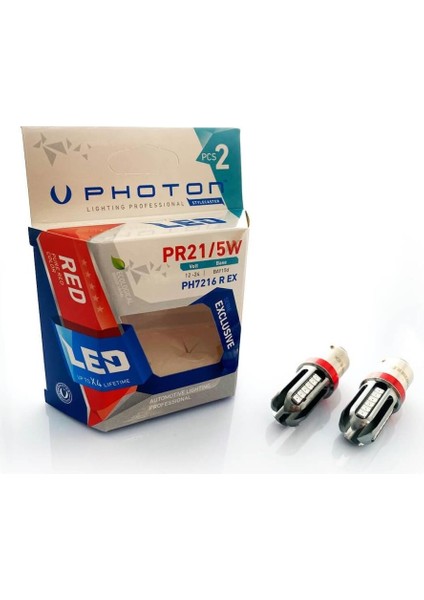 P21/5W Çift Duy Kırmızı LED Stop Oto Ampul PH7216REX