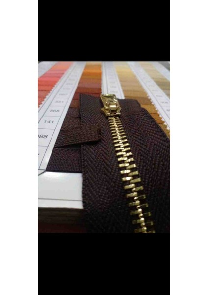 85 cm 1 Adet 5 No Parlak Altın Diş Rengi Separe Fermuar Kahverengi