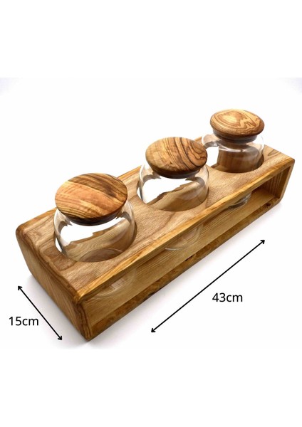 marka Ahşap contalı kapaklı 3'lü Cam Kavanoz Seti Standı - Orta Boy indirimleri