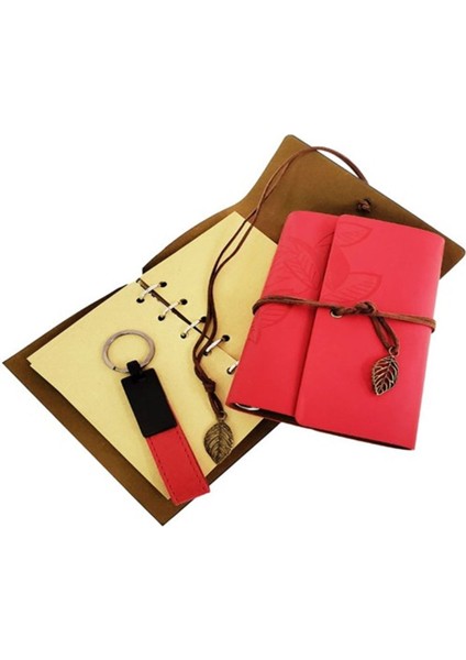 Özel Ahşap Kutulu Kırmızı Deri Defter ve Anahtarlık Set fiyatları