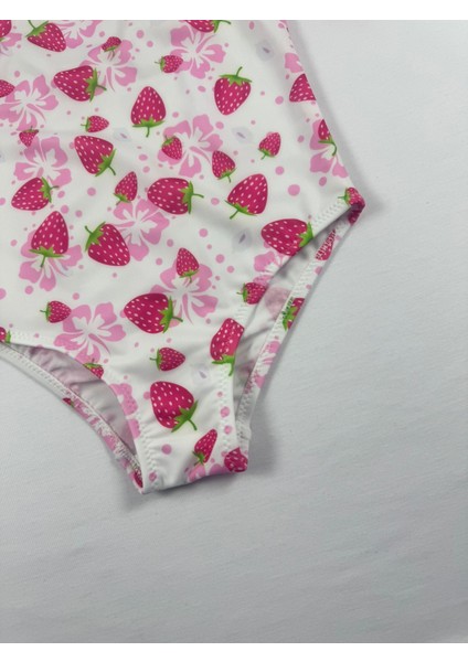 Çilek Desenli Üçgen Bisiklet Yaka Çocuk Mayo modelleri