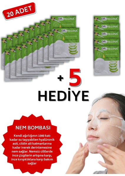 Kağıt Maske Nem Bombası "hyaluronicacid" 20'li Paket + 5 Adet Hediyeli