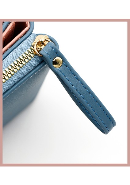 Bayanlar Kısa Fermuarlı Cüzdan Clutch Basit Para Cüzdanı Kart Tutucu (Yurt Dışından)