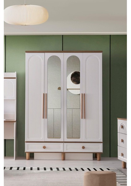 Ücretsiz MONTAJ-%100 Mdf-Aytaşı-Bohem Craft 4 Kapaklı Aynalı Gardırop