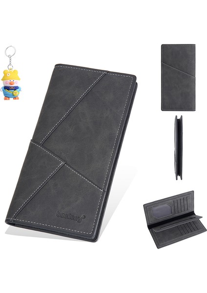 Erkek Cüzdan Moda Uzun Açık Çoklu Kart Yuvası Fermuarlı Büyük Kapasiteli Clutch (Yurt Dışından)