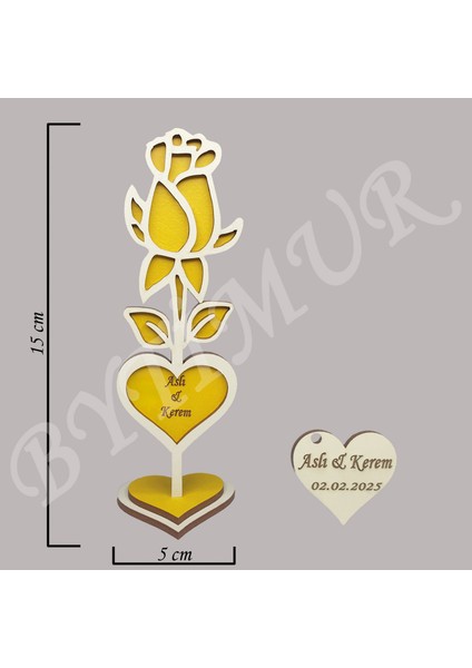 Düğün Nişan Nikah Kına Söz Hediyelik Tomurcuk Gül Model Tek Kalp Süslü Kutu 50 Adet