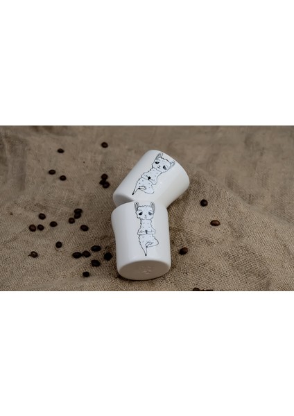 Yoga Yapan Lama El Yapımı Seramik Bardak, Kupa