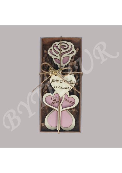 Düğün Nişan Nikah Kına Söz Hediyelik Gonca Gül Model Iki Kalp Süslü Kutu 50 Adet indirimleri