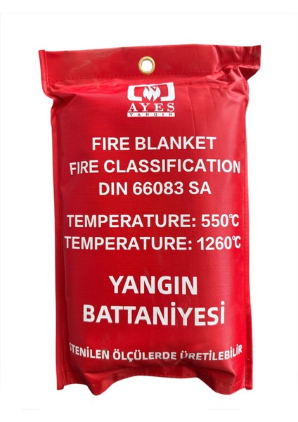 Cam Elyafı Fiberglass Yangın Battaniyesi Fire Blanket Cepli Model Ölçü 150X180
