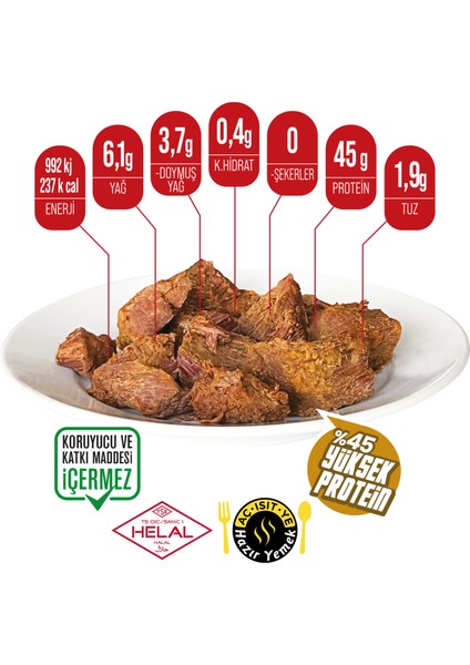Güçlü Protein Menü 2 - Hazır Yemek / 12x Dana Kuru Et 100g