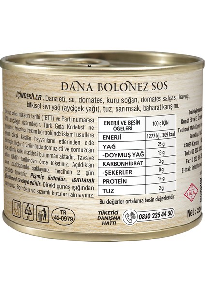3'lü Mutfak Keyfi - Hazır Yemek / Bolonez Sos - Soslu Dana Yaprak Köfte - Dana Kuşbaşı Et Konservesi 200g