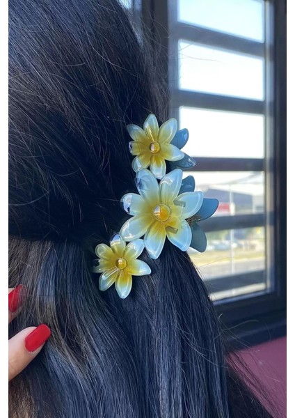 Mavi Renk Çiçek Figürlü Mandal Toka