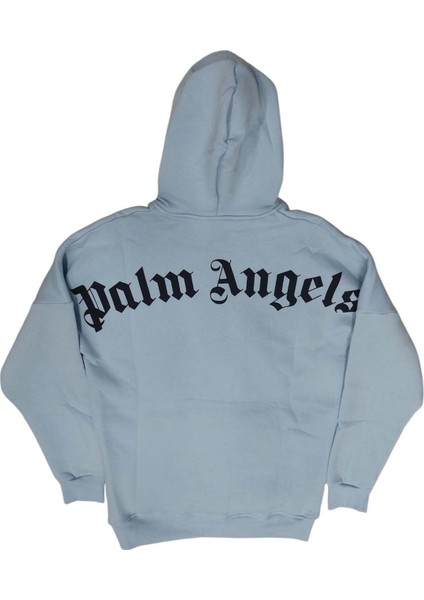 Erkek Açık Mavi Kapüşonlu Owersize Salaş Üç Iplik Sweat Shirt Esk-Plma