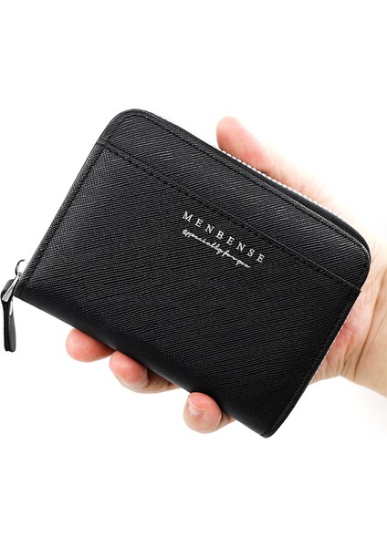 Moda Erkekler Kısa Fermuarlı Cüzdan Clutch Iş Retro Para Cüzdanı Kimlik Çantası Cüzdanı (Yurt Dışından)