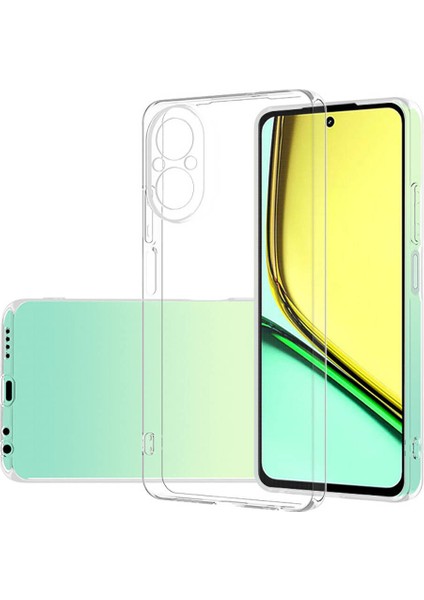 Realme 12 Lite Kılıf Lüx Şeffaf Yumuşak Süper Silikon + Nano Ekran Koruyucu