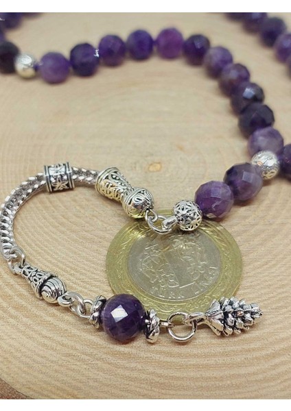 Ametist Taşı Koyu Renk Üst Segment Faset Kesim 33LÜK Tesbih 8mm (39700) modelleri