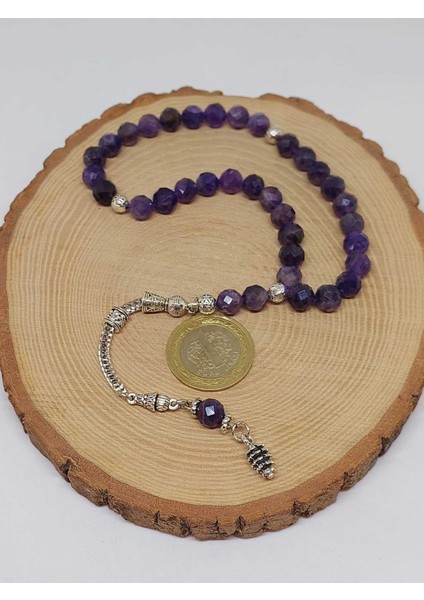 Ametist Taşı Koyu Renk Üst Segment Faset Kesim 33LÜK Tesbih 8mm (39700) fırsatları