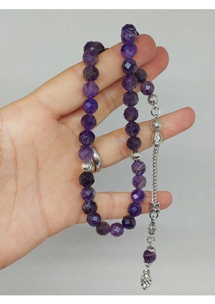 Ametist Taşı Koyu Renk Üst Segment Faset Kesim 33LÜK Tesbih 8mm (39700) indirimleri