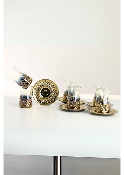 6 Kişilik 12 Parça Titanyum Gold Kaplama Çay Bardağı Seti Çay Takımı Makine Yıkama Garantili fiyatları