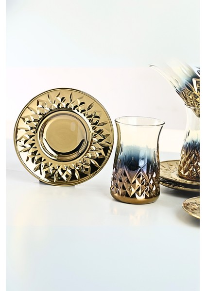 6 Kişilik 12 Parça Titanyum Gold Kaplama Çay Bardağı Seti Çay Takımı Makine Yıkama Garantili modelleri