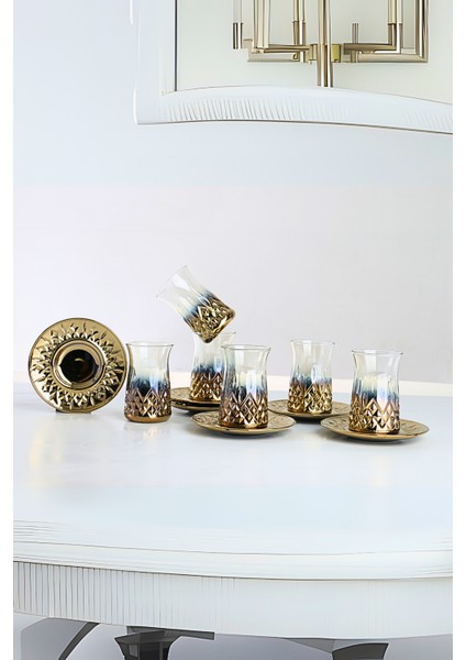 6 Kişilik 12 Parça Titanyum Gold Kaplama Çay Bardağı Seti Çay Takımı Makine Yıkama Garantili fırsatları