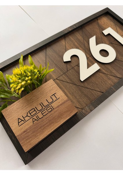 Dekoratif Ahşap Isimli Çiçekli Daire Numarası, Kapı Numarası, Otel Numarası, Oda Numarası