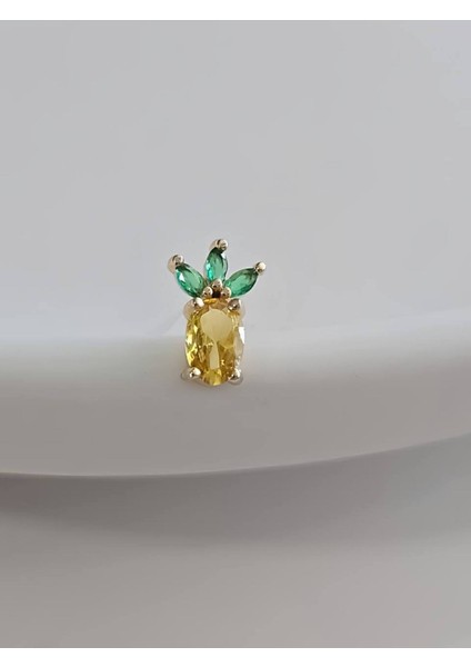 Ananas Model Kıkırdak Piercing Tragus Helix Altın Kaplama Gold Renk Küpe