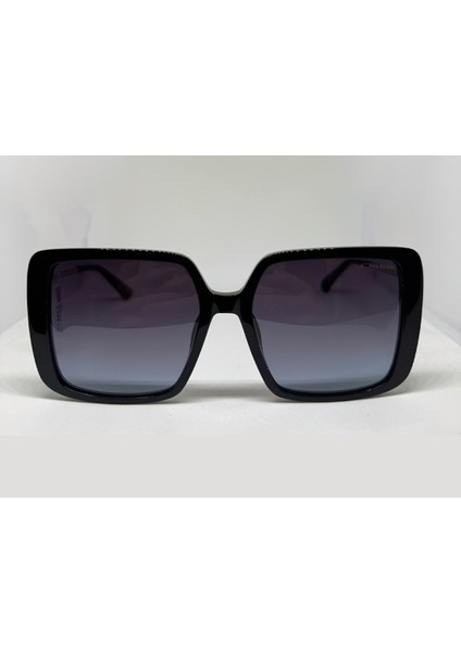 OS3529 Kadın Güneş Gözlüğü Cat Eye Siyah Çerçeve UV400 Kemik Çerçeve Degrade Cam