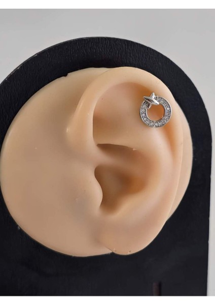 Halka x Artı Model Kıkırdak Piercing Tragus Helix Silver Gümüş Renk Küpe modelleri