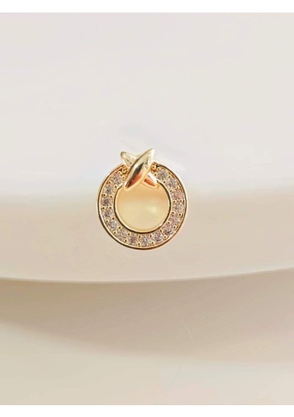 Halka x Artı Model Kıkırdak Piercing Tragus Helix Altın Kaplama Gold Renk Küpe