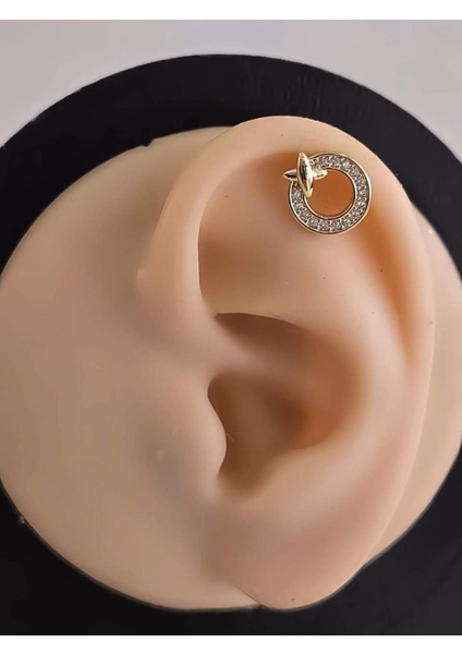 Halka x Artı Model Kıkırdak Piercing Tragus Helix Altın Kaplama Gold Renk Küpe modelleri