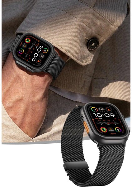 Apple Watch Ultra 2 49MM KRD-121 Metal Ince Slim Tasarım Luxury Hasır Kordon