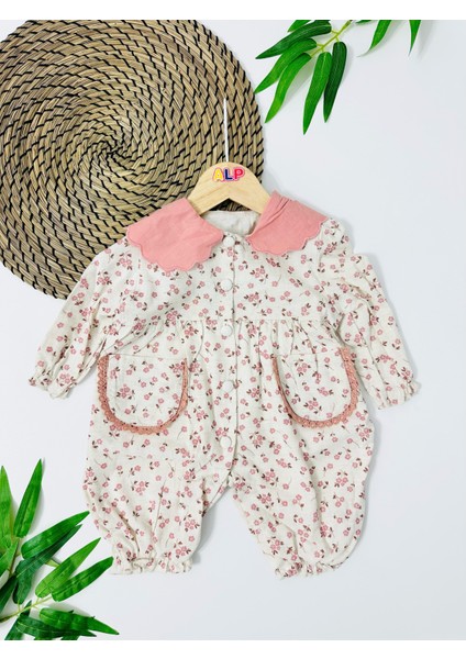 Mongolia Fisto Cep Detaylı Boydan Düğmeli Mevsimlik Müslin Tulum - Gül Kurusu