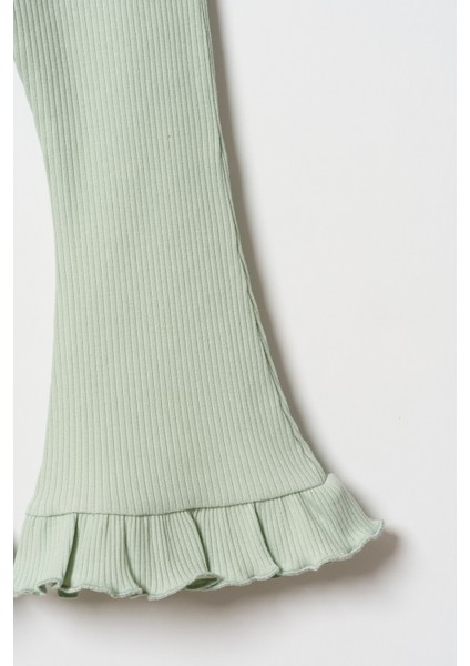 Kız Çocuk Fırfırlı Ispanyol Paça Tayt Orta Kalınlıkta Lastikli ve Düz Desenli modelleri