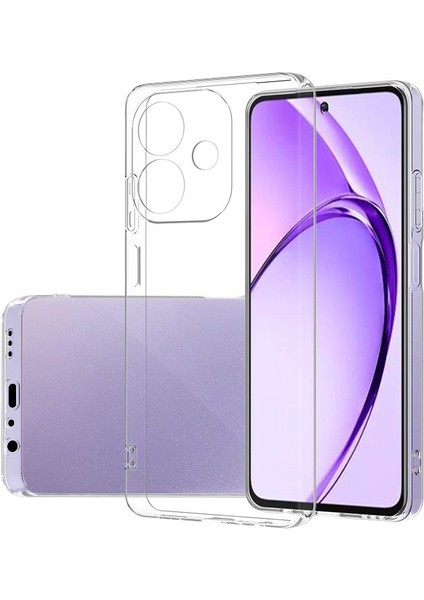 Oppo A3 Kılıf Lüx Şeffaf Yumuşak Süper Silikon + Cam Ekran Koruyucu