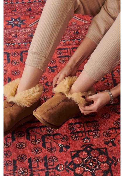 Hakiki Süet Içi Kürklü Unisex Panduf 191200