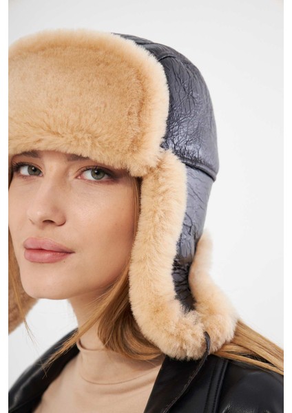 Hakiki Kürklü Unisex Şapka 23SP03 modelleri