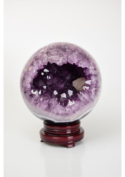 Ametist Doğal Taş Ahşap Standlı Küre