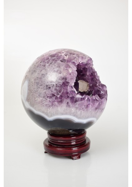 Ametist Doğal Taş Ahşap Standlı Küre modelleri