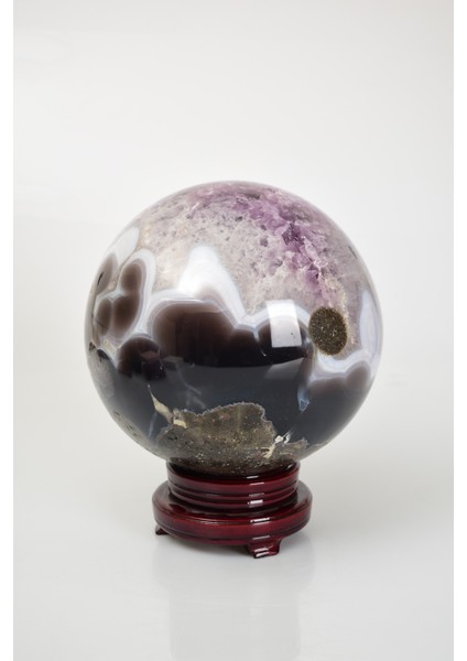 Ametist Doğal Taş Ahşap Standlı Küre fırsatları