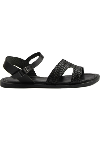 Kadın Örgü Deri Sandalet DG6011