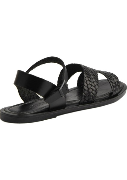 Kadın Örgü Deri Sandalet DG6011