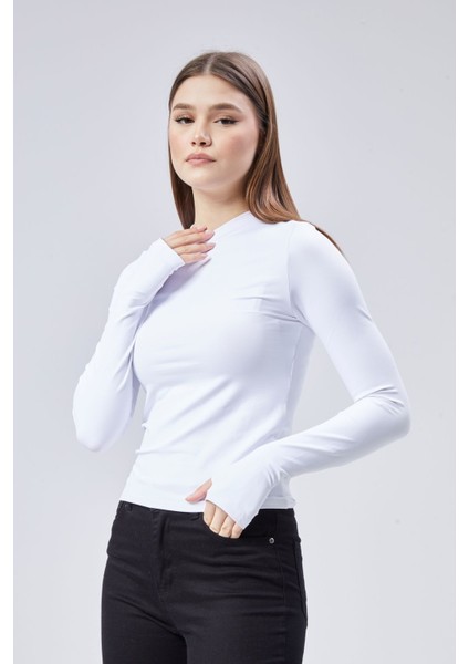 Basic Bisiklet Yaka Uzun Kollu Slim Fit Kadın Body T-Shirt modelleri