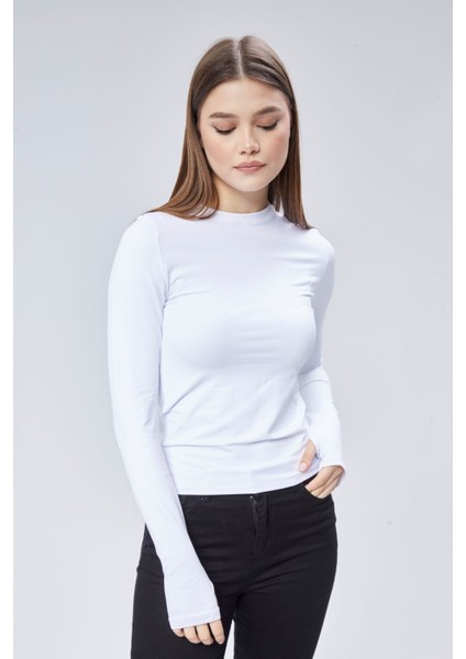 Basic Bisiklet Yaka Uzun Kollu Slim Fit Kadın Body T-Shirt indirimleri